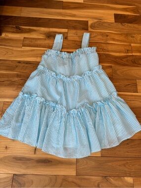 Light Blue Striped Tiered Sundress